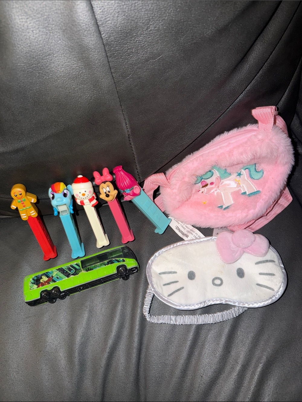 Kids Pink pictured Fanny Pack and Sleep Mask Set PEZ Rare Toy hello kitty
